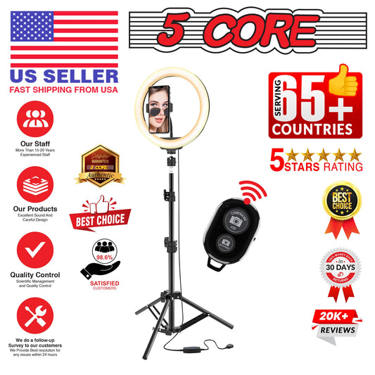 5 Core 12" Selfie LED Circle Light with 67" Adjustable Tripod Stand & Phone Holder-1