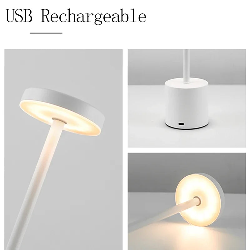 Simple LED Metal Table Lamp Rechargeable Touch Desk Lamp 3 Colors Adjustable Bedside Creative Ambient Light Bar Room Decor Light
