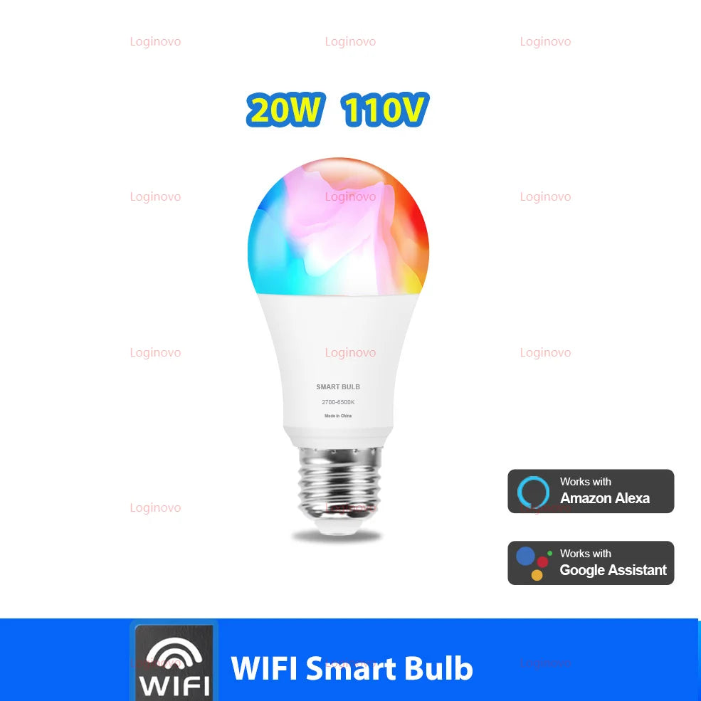 Tuya LED Bulb Lamp Bluetooth/WiFi E27 RGBCW Light Bulbs Smart Lamp 110V 220V Decor Lighting For Alexa Google Home Smart Life App