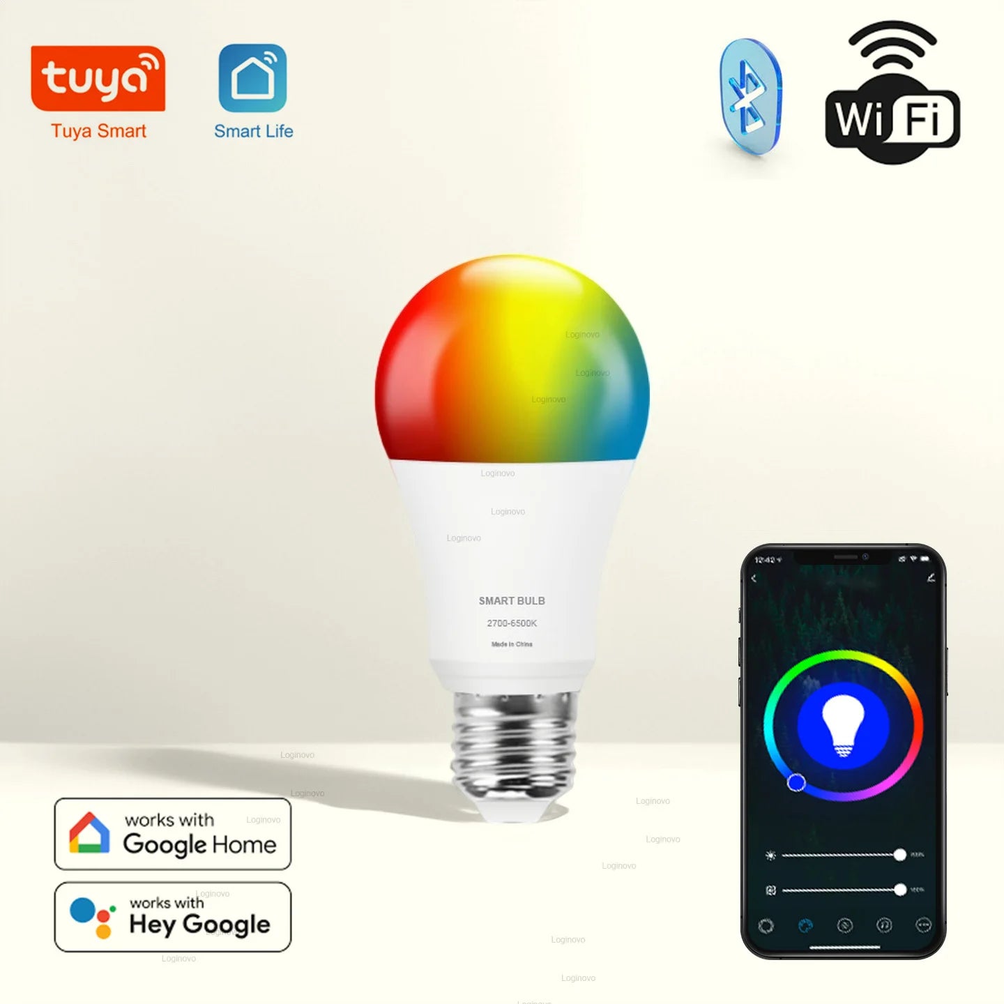 Tuya LED Bulb Lamp Bluetooth/WiFi E27 RGBCW Light Bulbs Smart Lamp 110V 220V Decor Lighting For Alexa Google Home Smart Life App