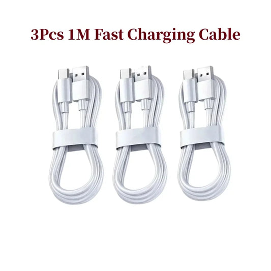 3PCS  Type C Super Fast Charging Cable Data Cord For Samsung Huawei Xiaomi Redmi Quick Charing USB C Cables