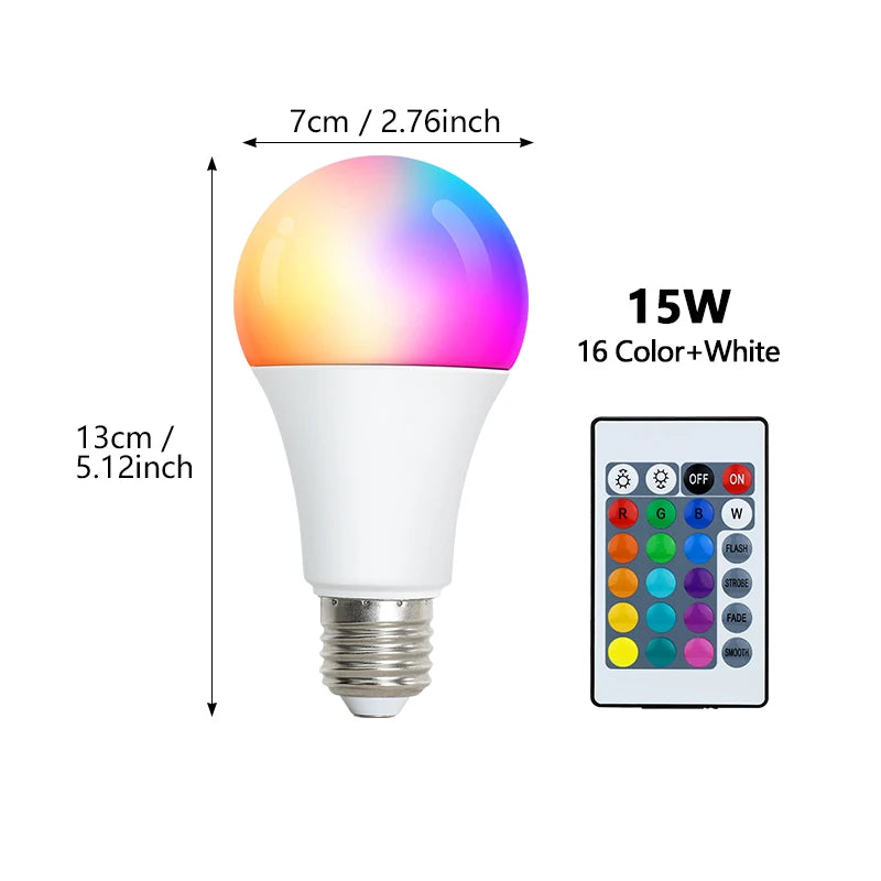 RGBW 4-Color 220V Infrared LED Bulb with Remote Control - RGB + Cool White Lighting, Adjustable Modes, Easy Operation for Home/P
