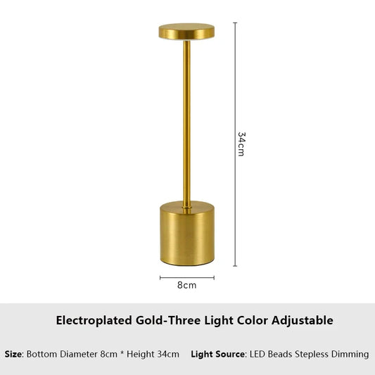 Simple LED Metal Table Lamp Rechargeable Touch Desk Lamp 3 Colors Adjustable Bedside Creative Ambient Light Bar Room Decor Light